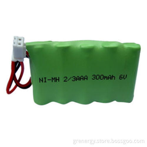6V 300mAh Nickel Metal Hydride Battery Pack, 2/3AAA Size, Flexible with NTC and Connector, Efficient